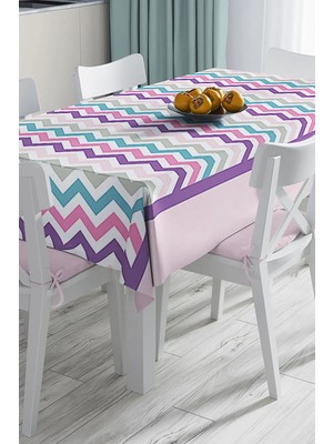 Rem Home Remhome Zigzag Desenli Dijital Baskılı 3D Masa Örtüsü 90 x 90 cm