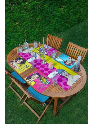 Rem Home Remhome 4+1 Dama Zeminli Fashion Girl Tasarımlı Amerikan Servis & Runner Seti