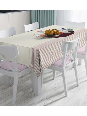 Rem Home Remhome Renkli Zeminli Onedraw Çizimli Çiçek Desenli Dijital Baskılı Masa Örtüsü 90 x 90 cm