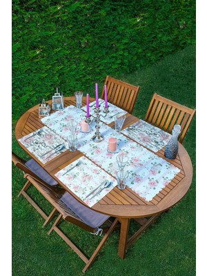 Rem Home Remhome 4+1 Soft Pembe Gül Tasarımlı Amerikan Servis & Runner Seti