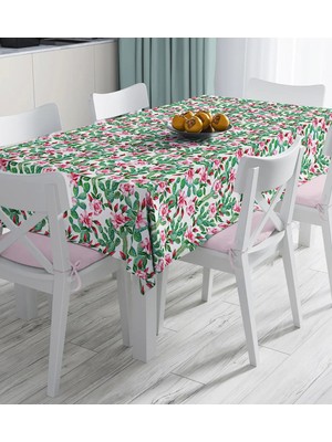 Rem Home Remhome Beyaz Zemin Üzerinde Renkli Kaktüs Desenli Dijital Baskılı Masa Örtüsü 90 x 90 cm