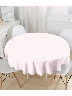 Rem Home Remhome Pembe Renkli Pul Tasarımlı Dijital Baskılı Yuvarlak Masa Örtüsü - Çap 140CM 140 x 140 cm
