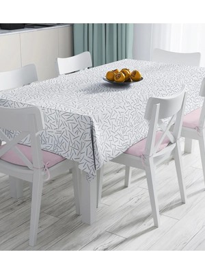 Rem Home Remhome Beyaz Zeminli Gold Renkli With Yazılı Dijital Baskılı Masa Örtüsü 90 x 90 cm