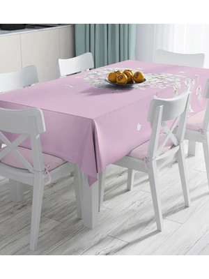 Rem Home Remhome Renkli Zeminli Kalp Desenli Ortanca Çiçek Dijital Baskılı Masa Örtüsü 90 x 90 cm