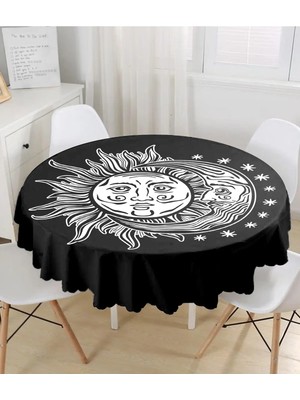 Rem Home Remhome Güneş Ay Yıldızlı Yuvarlak Masa Örtüsü - Çap 140CM 140 x 140 cm