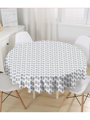 Rem Home Remhome Kot Zeminde Yaprak Motifli Özel Tasarım Yuvarlak Masa Örtüsü - Çap 140 cm 140 x 140 cm