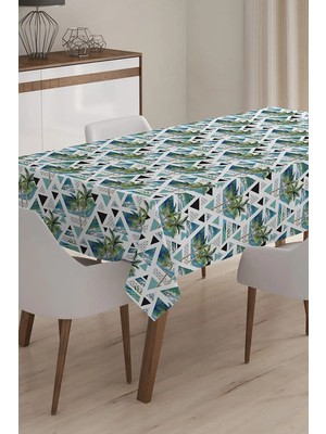 Rem Home Remhome Modern Palmiye Temalı Dijital Baskılı 3D Masa Örtüsü - 140 x 180 cm