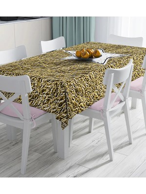 Rem Home Remhome Gold Zeminli Beyaz Yıldız Desenli Dijital Baskılı Masa Örtüsü 90 x 90 cm