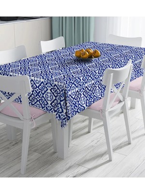 Rem Home Remhome Beyaz Zeminli Çini Desenli Dijital Baskılı Masa Örtüsü 90 x 90 cm