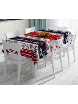 Rem Home Remhome Yılbaşı Geyikleri Motifli Dijital Baskılı Leke Tutmaz Masa ÖRTÜSÜ-120X140 cm