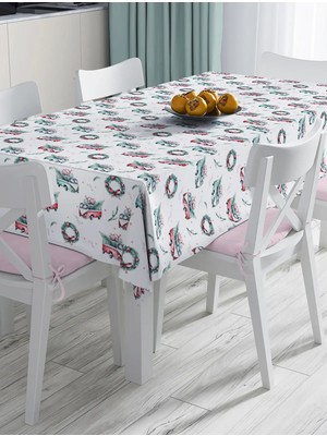 Rem Home Remhome Christmas Temalı Araba Tasarımlı Dijital Baskılı Dekoratif Masa Örtüsü 90 x 90 cm