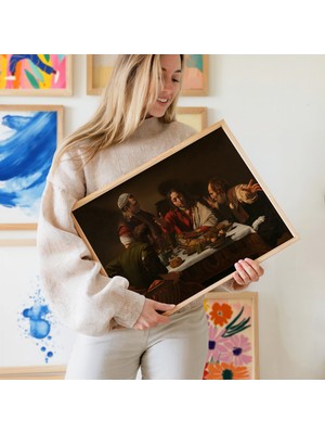 Pegziz Emmaus'ta Akşam Yemeği Tablosu | Barok Dönem Dini Sanat Çerçeveli Duvar Dekoru