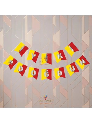 Best Parti Best Sarı Kırmızı Iyiki Doğdun Yazılı Taraftar Banner