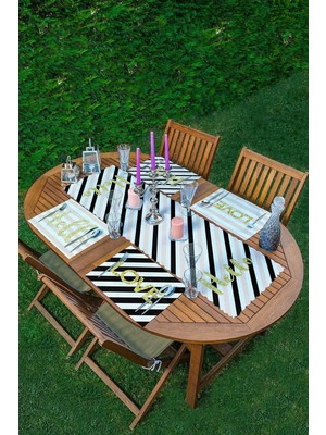 Rem Home Remhome 4+1 Hello & Love Tasarımlı Amerikan Servis & Runner Seti
