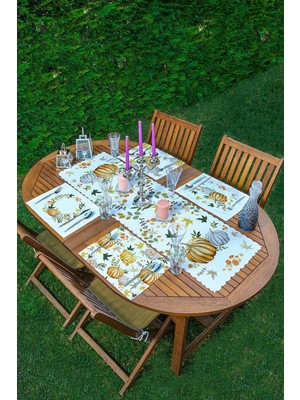 Rem Home Remhome 4+1 Balkabağı Motifli Amerikan Servis & Runner Seti