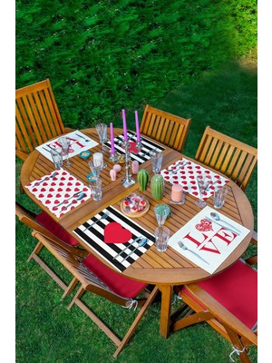 Rem Home Remhome 6'lı Kırmızı Love Temalı Özel Tasarım Amerikan Servis Seti