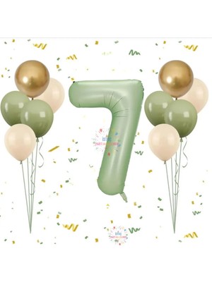 İstoç Parti Istoç Su Yeşil Rakam Balon Seti Yaş-7