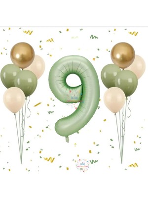 İstoç Parti Istoç Su Yeşil Rakam Balon Seti Yaş-9
