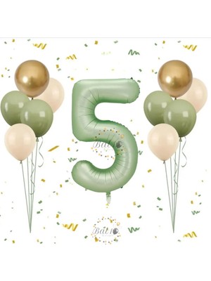 Bal10 Dünyası BAL10 Su Yeşil Rakam Balon Seti Yaş-5