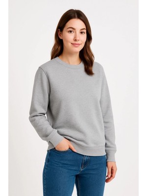 Hace Bazaar Üç Iplik Düz Bisiklet Yaka Sweatshirt - Gri -