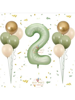 Best Parti Best Su Yeşil Rakam Balon Seti Yaş-2