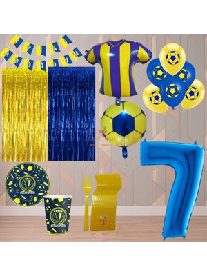 Best Parti Best 7 Yaş Sarı Lacivert Temalı Taraftar Lüx Doğum Günü Parti Seti
