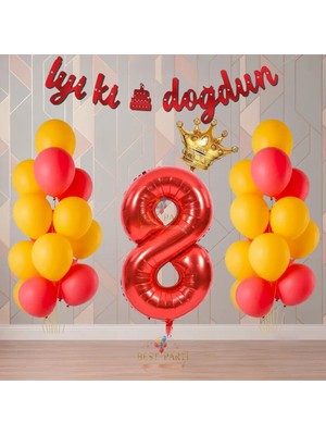 Best Parti Best Sarı-Kırmızı Renk Temalı Doğum Günü Parti Seti Yaş-8