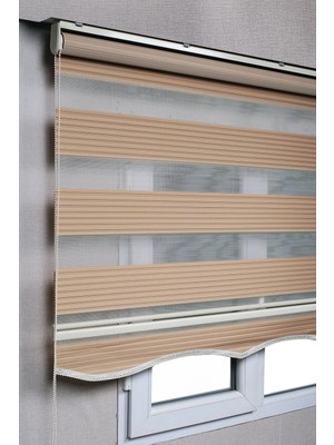 Bizden Perde Etekli Kahverengi Pileli Zebra Kaliteli Güneşlik Stor Perde