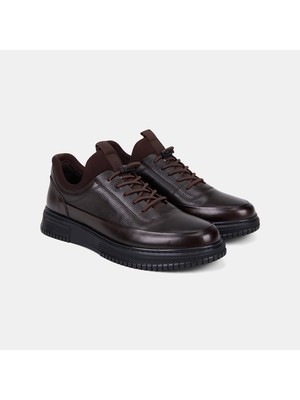 Erkek Kahve Desacomfort Esnek Bilekli Deri Sneaker