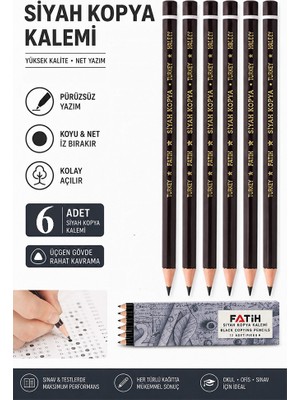 Artlantis Siyah Kopya Kalemi 6 Adet Fatih Dermo Siyah Kopya Kalemi Deri ve Cilt Kalemi