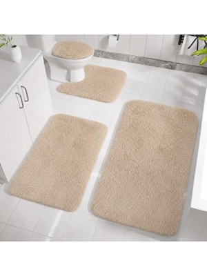 Kaymaz Taban Yıkanabilir Peluş Post 4’lü Banyo Halı Paspası 50X80 cm 40X60 cm