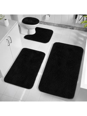 Kaymaz Taban Yıkanabilir Peluş Post 4’lü Banyo Halı Paspası 50X80 cm 40X60 cm