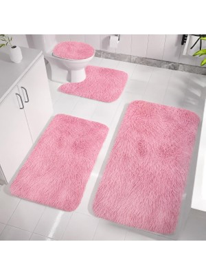 Kaymaz Taban Yıkanabilir Peluş Post 4’lü Banyo Halı Paspası 50X80 cm 40X60 cm
