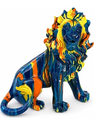 The Gencoo Renkli Dekoratif Polyester Aslan Figürü ALK5459