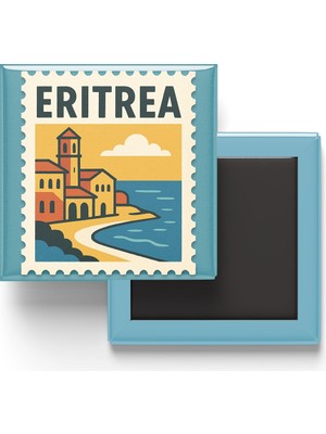 İberk Buzdolap Magneti Eritre Asmara Renkli Posta Pulu Temalı - 9x9 cm