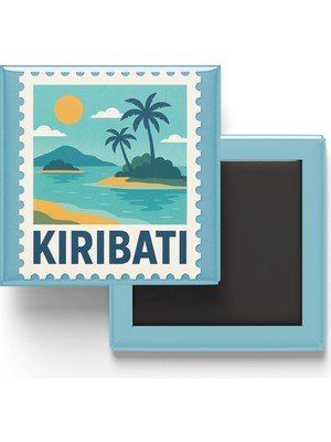 İberk Buzdolap Magneti Kiribati Tarava Renkli Posta Pulu Temalı - 9x9 cm