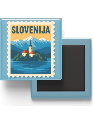 İberk Buzdolap Magneti Slovenya Ljubljana Renkli Posta Pulu Temalı - 9x9 cm