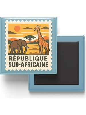 İberk Buzdolap Magneti Güney Afrika Pretorya Renkli Posta Pulu Temalı - 9x9 cm