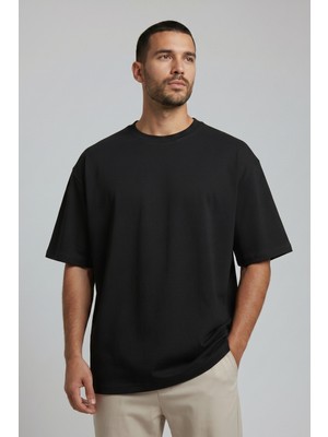 Allunique Erkek Pamuklu Bisiklet Yaka Siyah T-Shirt