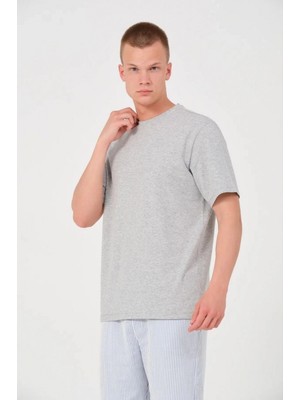 Hace Bazaar 24/1 Düz A Kalite Oversize T-Shirt - Gri