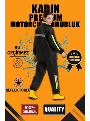 Hace Bazaar Premium   Motorcu Kurye Yağmurluk Takım Su Geçirmez Pvc Kumaş Reflektörlü Tübitak Onaylı - Siyah