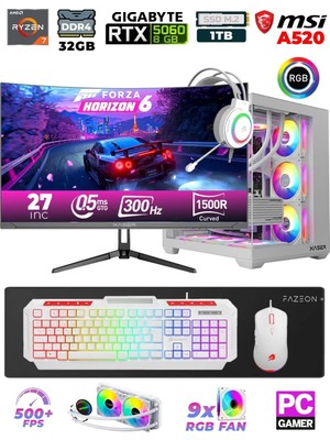 Xaser Sword X55 R7-5700X 32GB Ram /1TB M.2 SSD/8GB RTX5060/ 27" 300Hz Sıvı soğutmalı Masaüstü Oyuncu Bilgisayarı
