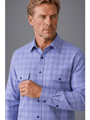 Bisse Lacivert Regular Fit Pamuk Uzun Spor Yaka Torba Gömlek GMEKS252062_E39