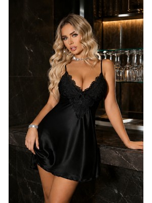 Lunavea Dantel Detaylı Saten Mini Gecelik – Ince Askılı Şık Babydoll