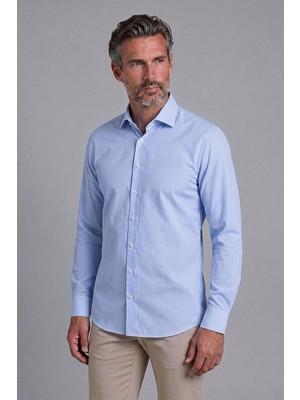 Bisse Mavi Regular Fit Pamuk Cepsiz Uzun Italyan Yaka Gömlek BSGMCZG25551_D35