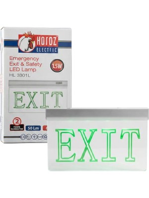 Sh Horoz Zoff 1.5W 50 Lümen Şarjlı Camlı Acil Çıkış (Exit) Levhası Sh Najmaddin