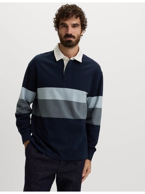 Marks & Spencer Saf Pamuklu Çizgili Rugby Üst