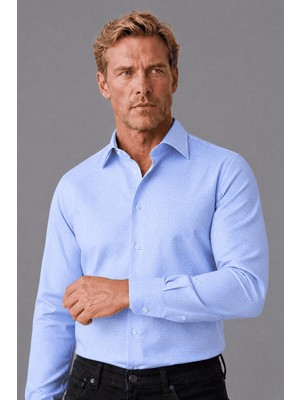 Bisse Mavi Regular Fit Pamuk Cepsiz Klasik Uzun Yaka Gömlek GMKLS252005_E35