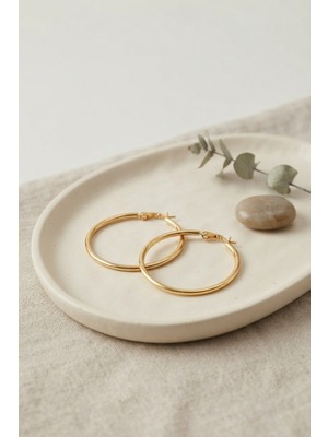 316L Çelik Gold Renk 36 mm Halka Küpe