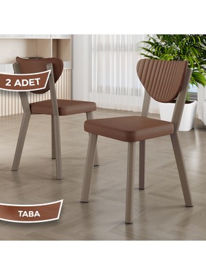 Canisa Fubi Serisi 2 Adet Deri Mutfak,cafe, Restaurant Sandalyesi Cappucino Metal Iskeletli